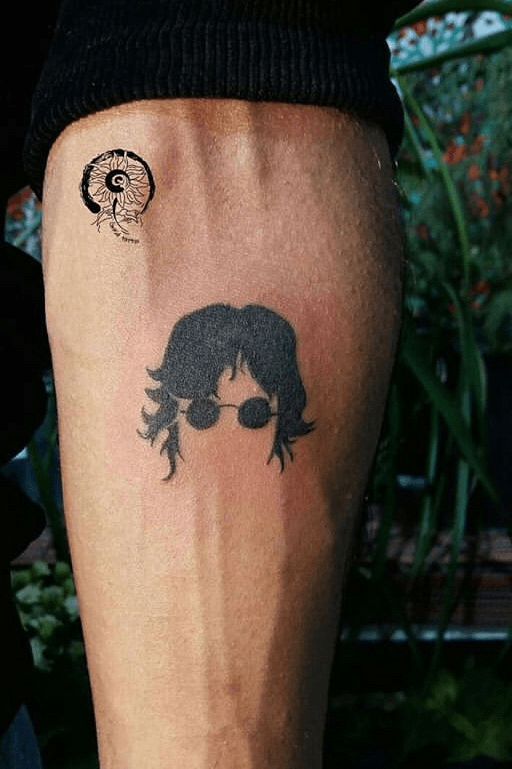 First tattoo John Lennons self portrait Imagine Sorry if its lame  that im sharing a small  simple tattoo compared to what i see on here  but im excited  rtattoo