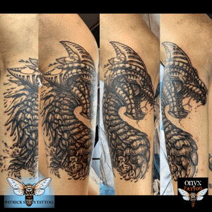 Dragon tattoo on lower leg#dragon