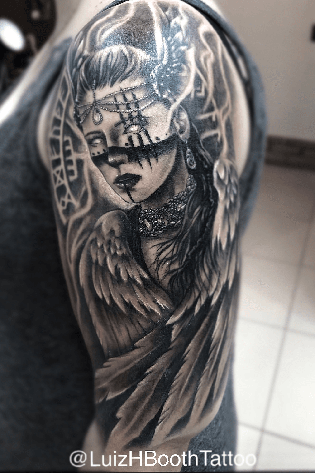 TattoosbySZTRK  AVAILABLE TATTOO DESIGN  Freya is the Goddess of love  in Norse mythology but she is also associated with sex lust beauty  sorcery fertility gold war and death Thats what