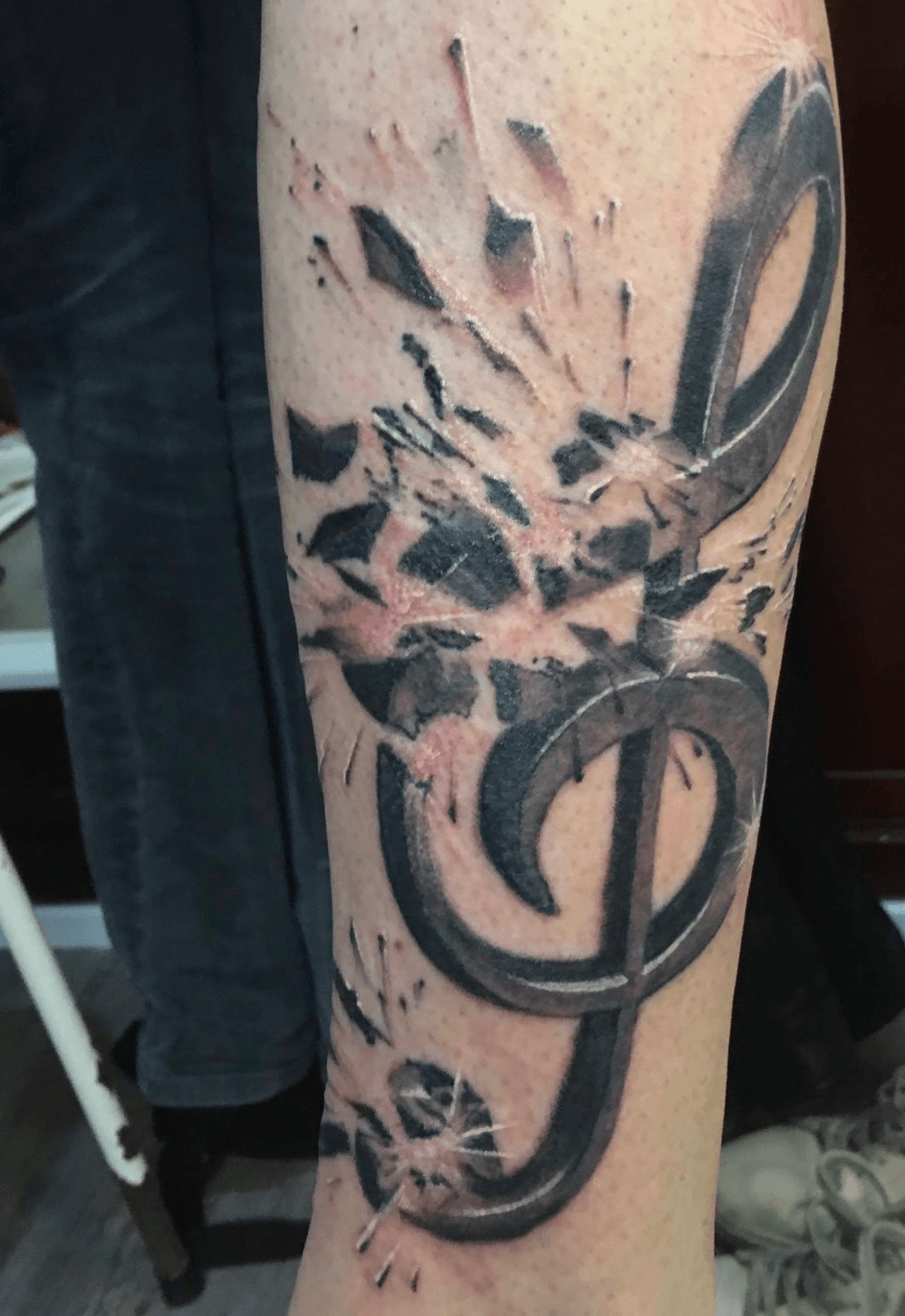 Treble clef done by Steven Anderson at 252 Tattoo in Colombia Station OH   rtattoos