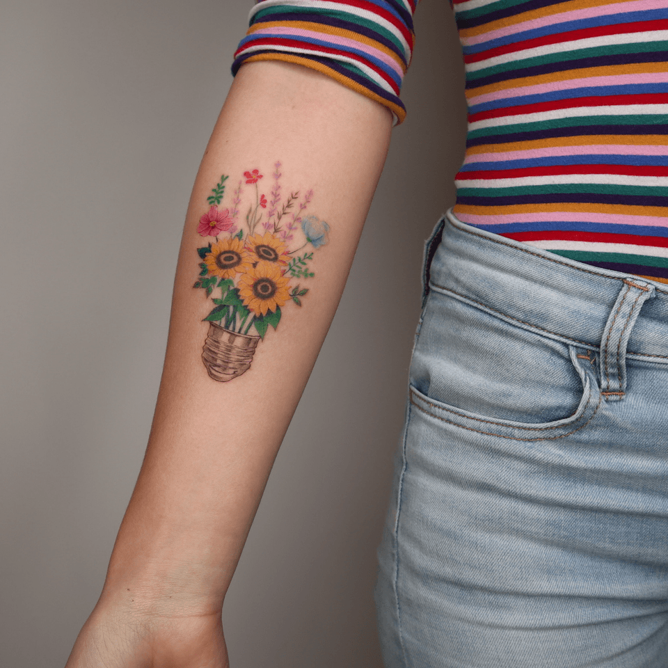 Floral tattoo by Tracy Xu #TracyXu