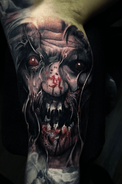 Zombie #vainiusanomaly #horror #fantasy #creepy #realistic #color #dark #evil #unique #tattoo done with Intenze tattoo ink and Inkjecta machine