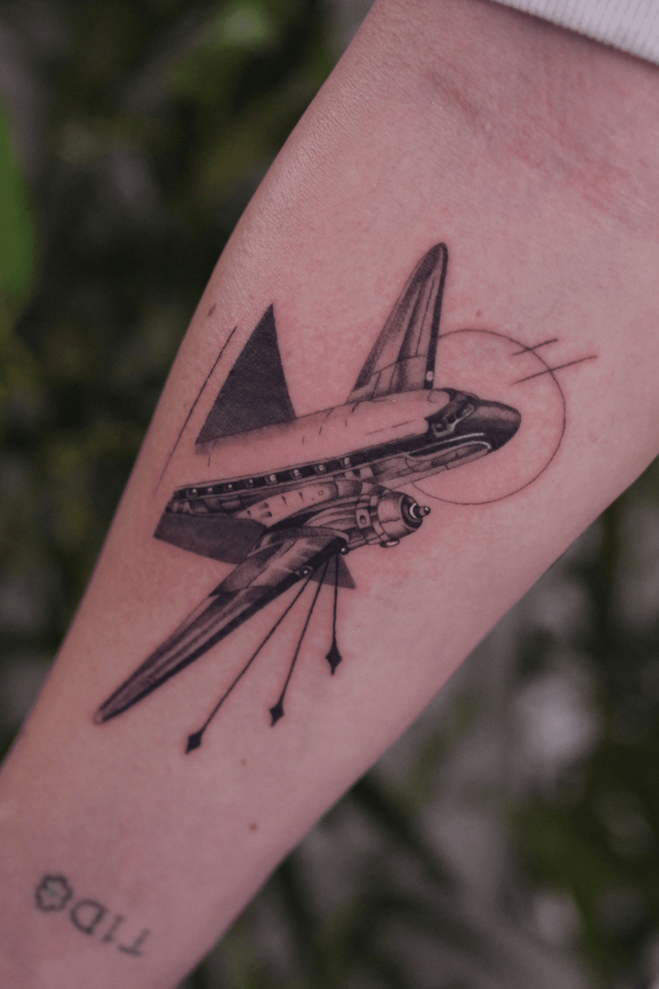 First tattoo Airplane silhouette done by Bryan Humphries at Made To Last  Tattoo Charlotte NC  rtattoos