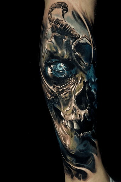 💀🦂 #vainiusanomaly #horror #fantasy #creepy #realistic #color #dark #evil #unique #tattoo done with Intenze tattoo ink and Inkjecta machine