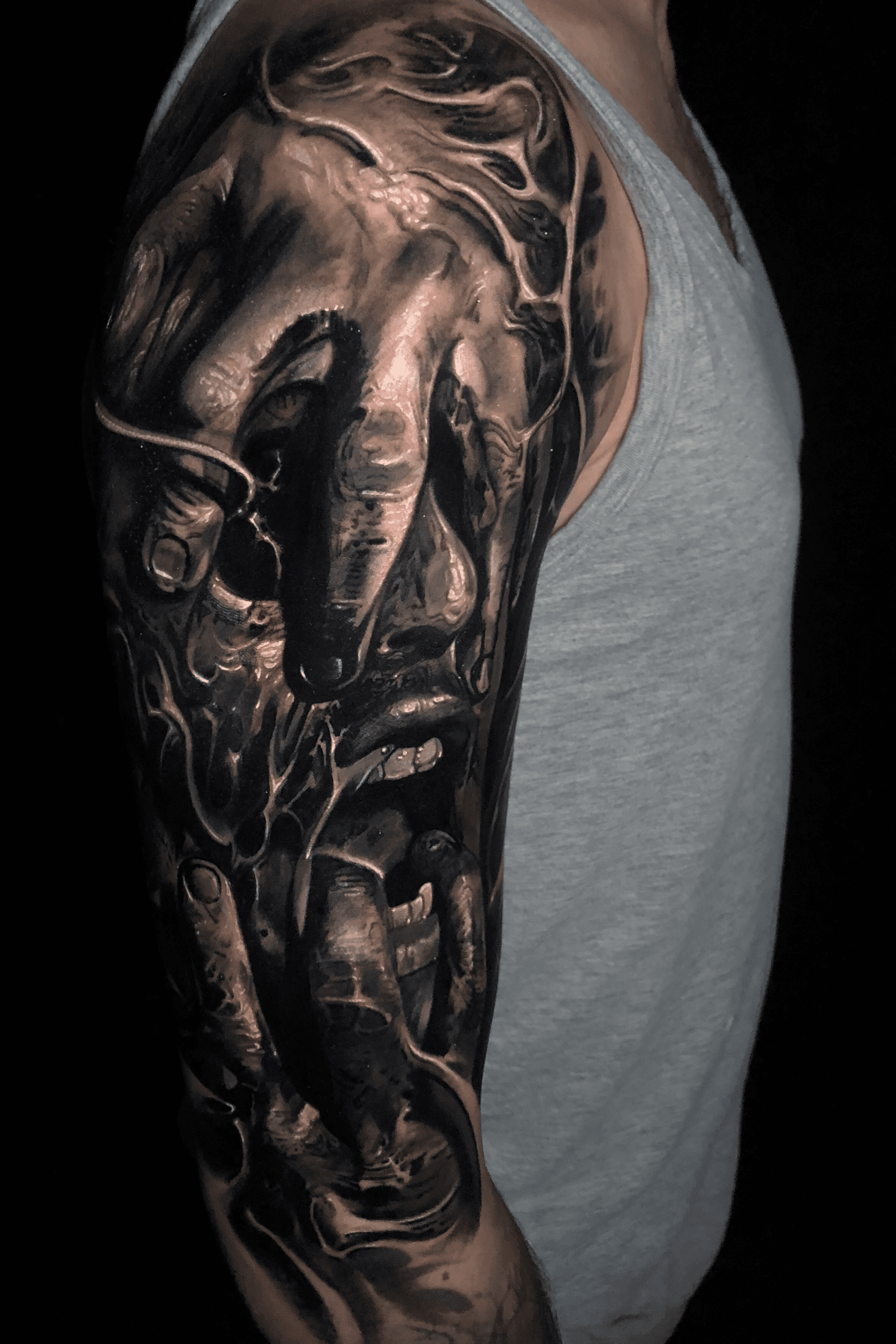 dark evil sleeve tattoos