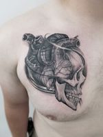 Heart and skull tattoo by Tyler Halle #TylerHalle