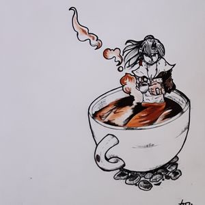 #coffeelover #coffeecup #blackworktattoo #animetattoo 