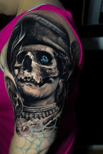 #pirate #skull #vainiusanomaly #horror #fantasy #creepy #realistic #color #dark #evil #unique #tattoo done with Intenze tattoo ink and Inkjecta machine