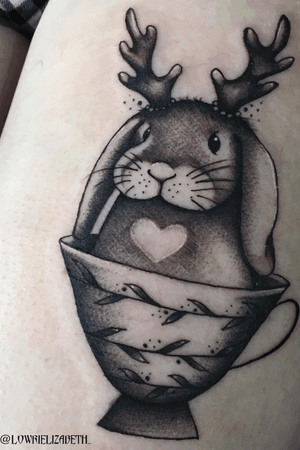 Teacup bunny done nearly two years ago as an apprentice but I still like it enough to upload! Love bunnies 💗 #rabbit #bunny #animaltattoo #bng #blackandgrey #cardiff #wales #physicalgraffiti #teacup 