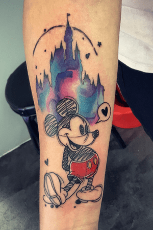 Cant go wrong with a Mickey Mouse Tattoo. #mickey #mickeymouse #watercolor 