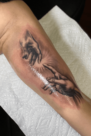 Creation of Adam, added to a religious sleeve project 