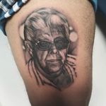 Self tattooing with my grandpa's portrait