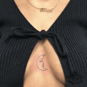 Crescent Moon Fine-line Tattoo by Kirstie Trew @ KTREW Tattoo • Birmingham, UK #crescentmoon #tattoos #finelinetattoo #birminghamuk 