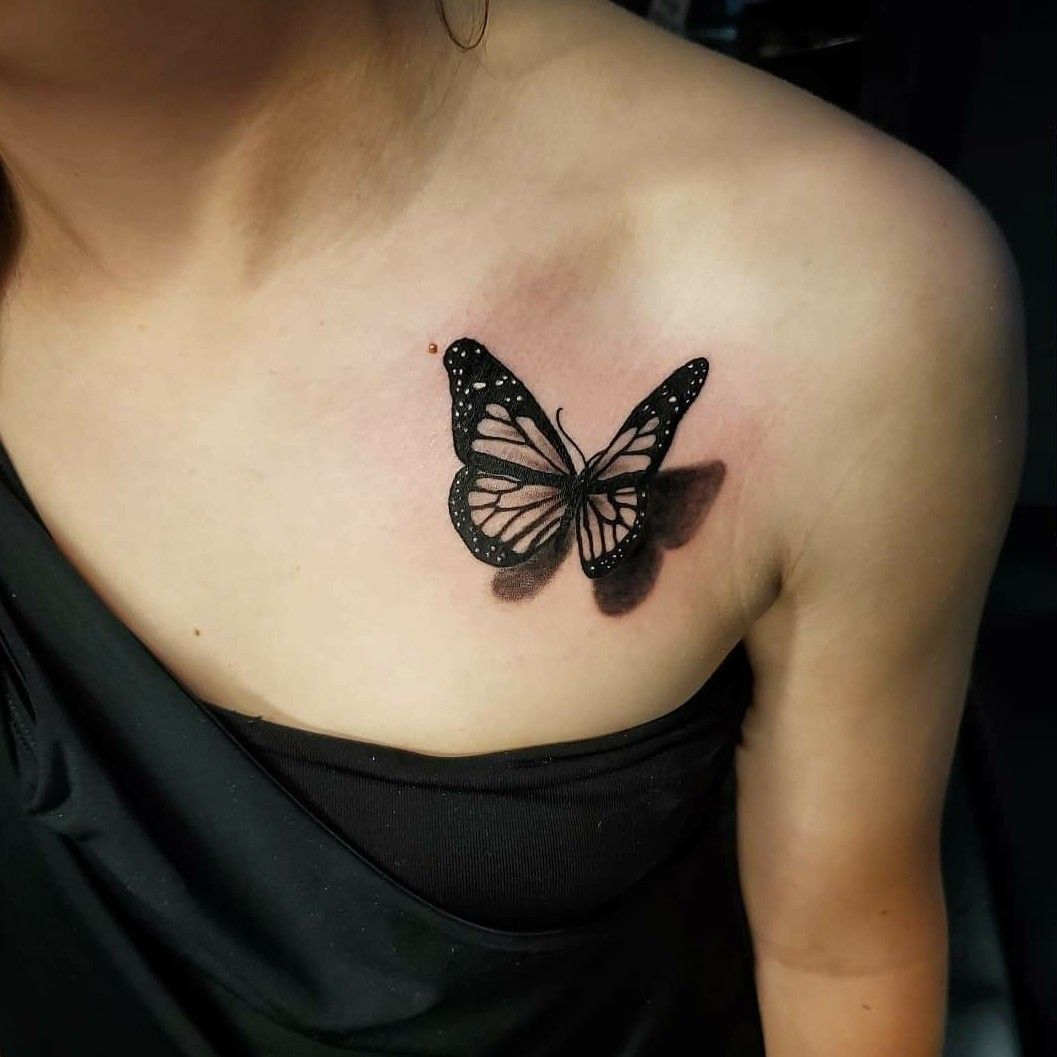 28 Beautiful Black and Grey Butterfly Tattoos  TattooBlend  Butterfly  tattoos for women Butterfly tattoo designs Unique butterfly tattoos