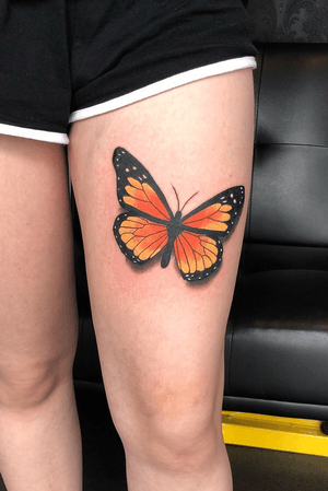 Butterfly in thigh #butterflytattoo #butterfly #3dtattoo