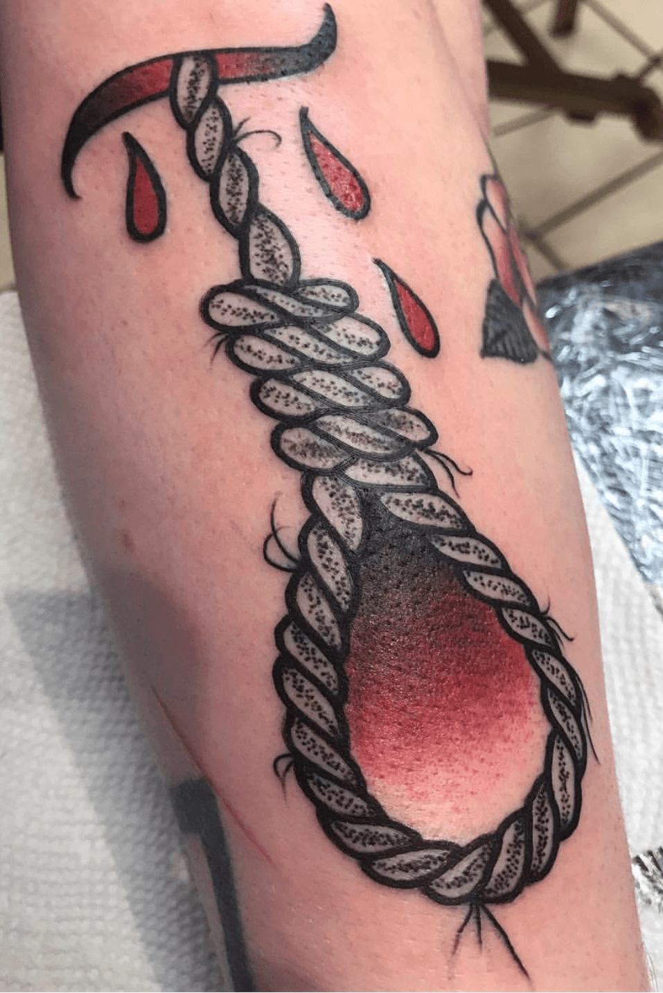 Society Thirteen Tattoo Studio  Really cool traditional work by Ash  this  misery noose for long standing Society member Josh Healed Stick To Your  Guns tattoo previously tattooed by Ash If