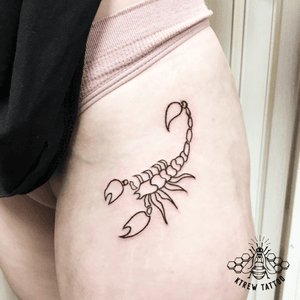 Scorpion Linework Tattoo by Kirstie @ KTREW Tattoo • Birmingham UK 🇬🇧 #scorpion #lineworktattoo #birminghamuk #scorpio #fineline 