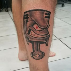 Piston head custom drawn by justin Conti (tattoos by justin Conti) 