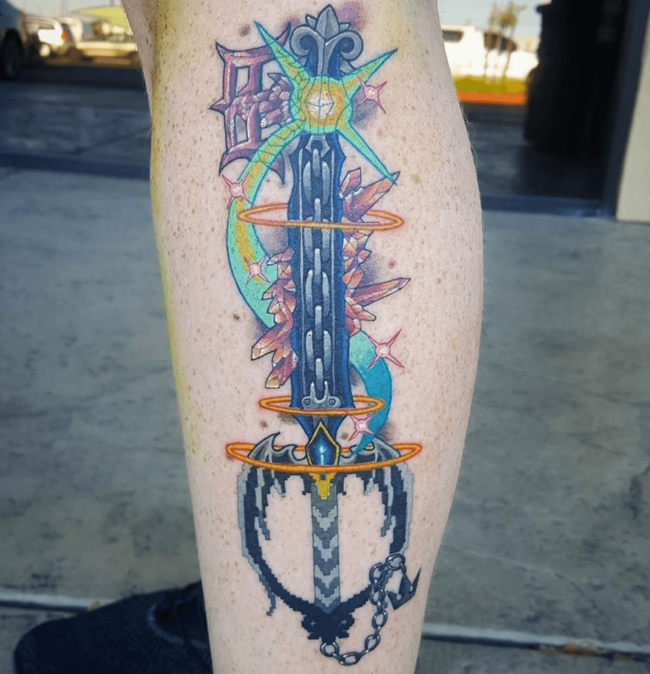 Oathkeeper Keyblade with watercolor inspired by Kingdom Hearts Done by  Megan  Murda Ink in West Babylon New York  rtattoos