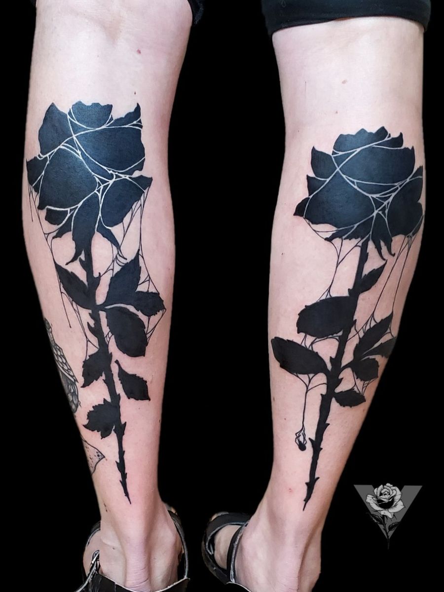 Tattoo uploaded by V • Blacked out roses. Designs from my old flash. 