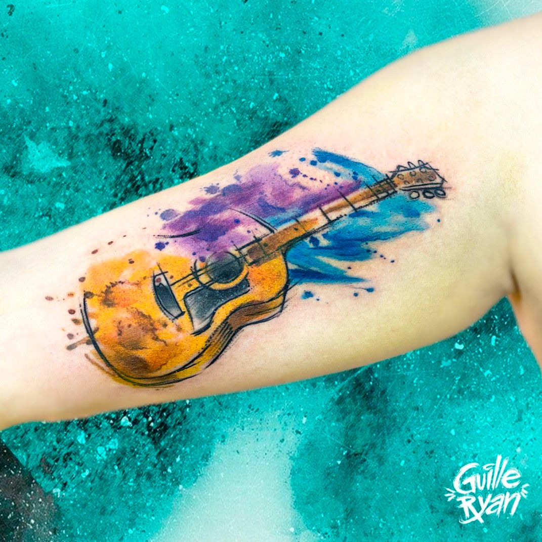 50 Fabulous Guitar Tattoos On Shoulder