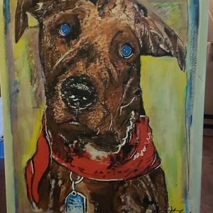 A painting I did for my daughter and her brother brendo....memorializing their loyal dog and my buddy "CLUTCH"......SUPERBEAST--started biting kids for some reason every once in awhile.....so he's gone but I love him like a brother......