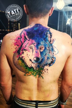 Watercolor wolf...Coverup