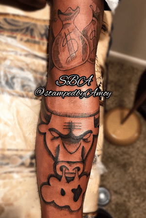 Tattoo uploaded by Amoy Amonte • Chicago Bulls tattoo, money bags tattoo,  half sleeve, inner arm tattoo, female tattoo artist, Amoy Amonte • Tattoodo
