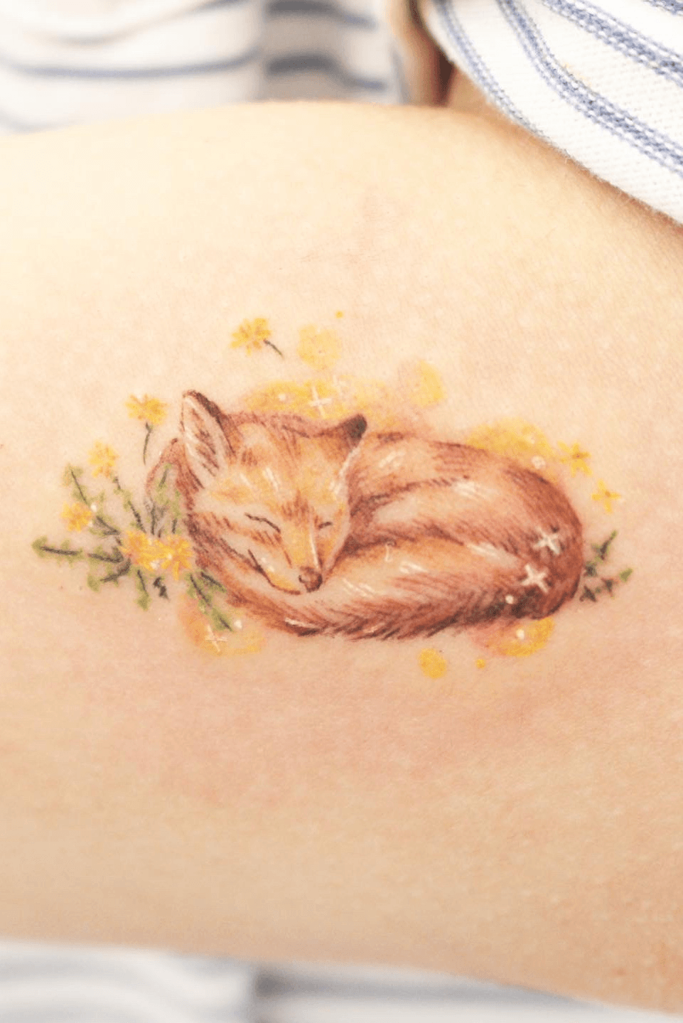 Sleeping Fox Arm Tattoo