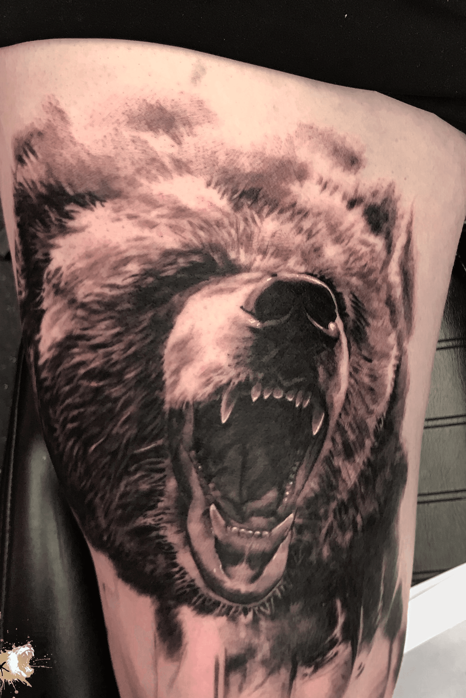 Tattoo uploaded by David Rodríguez  Brown bear on thigh  Tattoodo