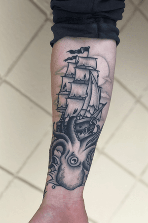 Healed freehand ship/kraken from over a year ago 