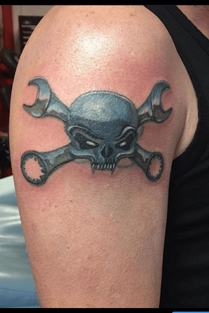 wrench skull tattoo