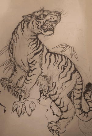 My first tiger drawing!  Watched the Chris Garver Art Class tonight on tigers http://tattoodo.com/webinars it was awesome. Will take me 20-30 years to compete with him, but a lot of fun and good advice ;) 🐯