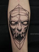 Skull man. Black grafik tattoo sketch