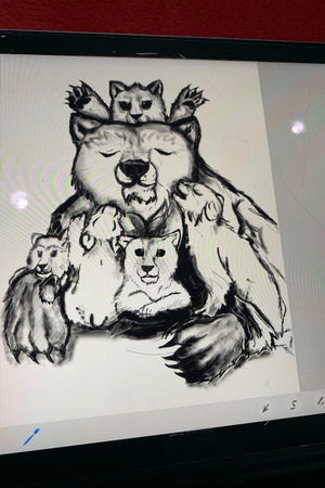 A sneak peak of a tattoo I am doing for a client #polarbears#beautiful#adorable#procreate#outlinework