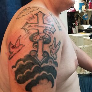 Cross tattoo In momory of dad with doves