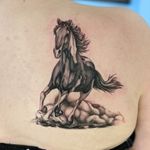 Realistic Black and Gray Horse Tattoo