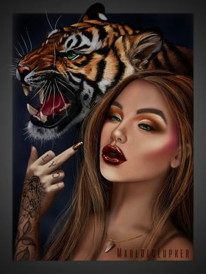 Tigers belong in the wild#tiger #attitude #sassy #hotbabe #painting #fucktigerking #tigerking #beautifulanimal #tigersinthewild #marloeslupker 