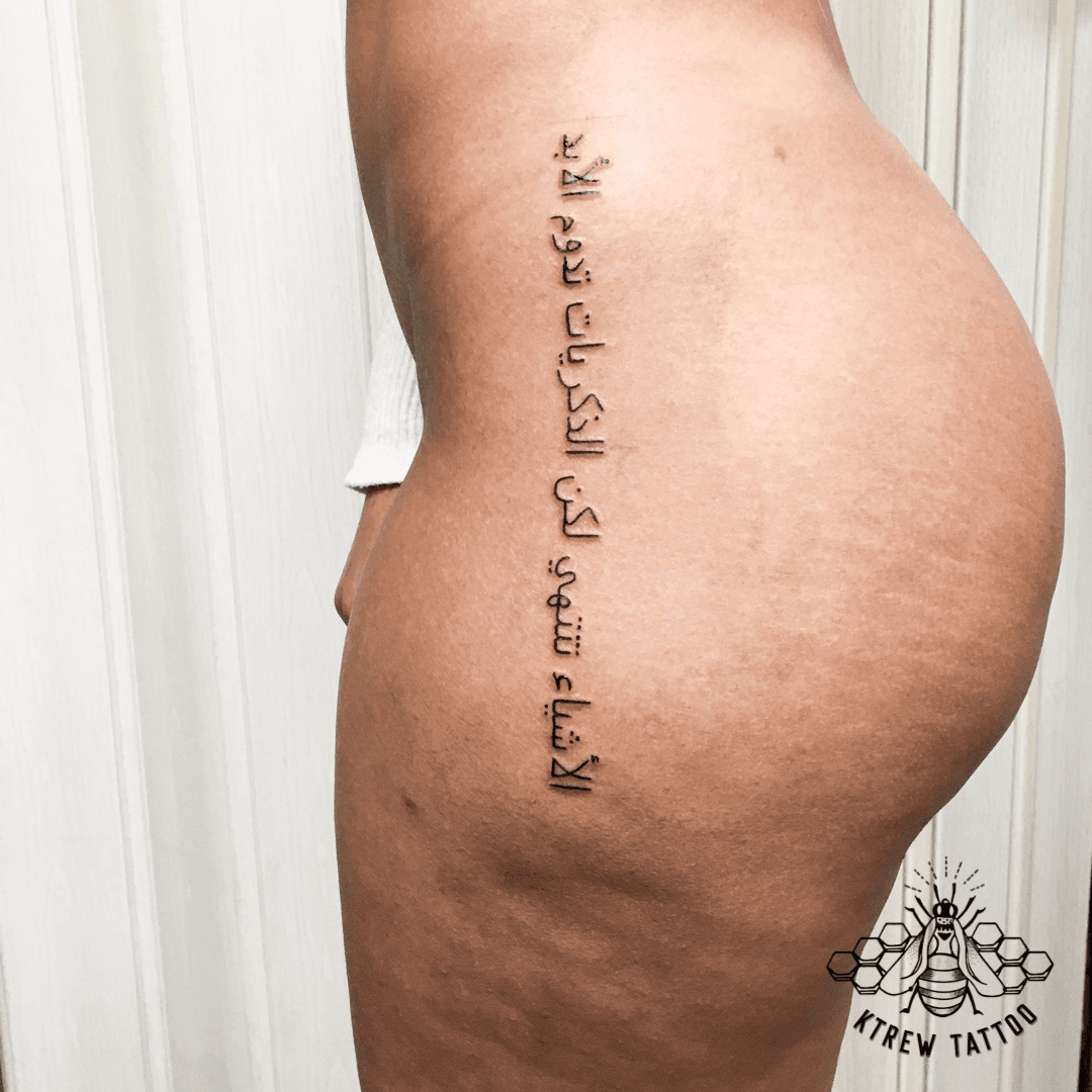Details more than 86 womens thigh tattoos writing best