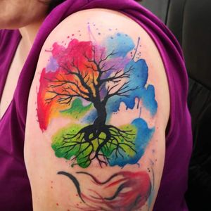 Watercolor Tree Tattoo 
