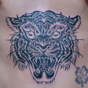 Tiger tattoo by Malcolm Pinnell #MalcolmPinnell