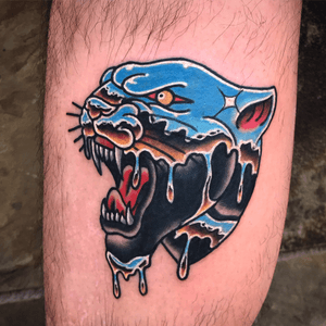Tattoo by Chazz Hysell #ChazzHysell #traditional #color #chrome #panther #traditional #color
