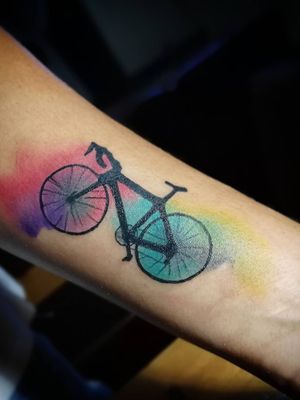 Bike#BikeTattoo #WatercolorTattoo 