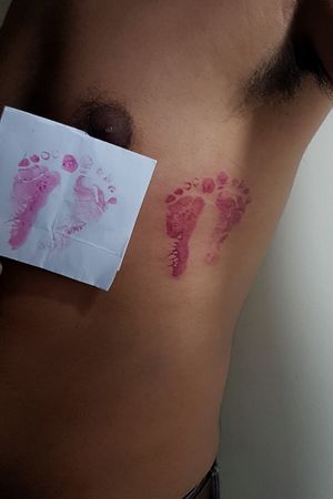 One day My friend came with his new born baby foot print