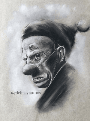 Sinister clown original charcoal portrait