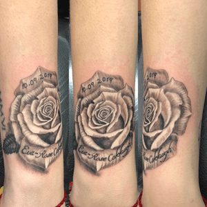 My client wants her daughter name on the rose and that was the start of sleeve 