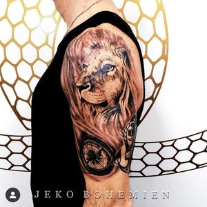 Lion tattoo #liontattoo #lion #compass #compasstattoo 