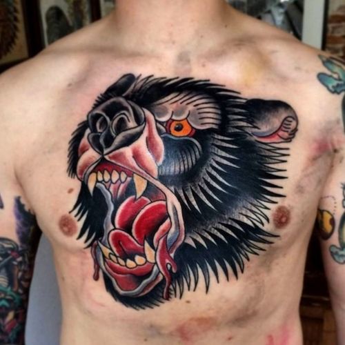 Bear chest neo traditional 