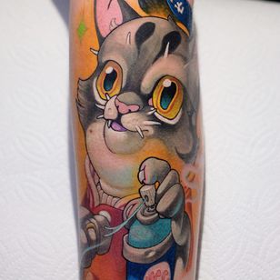 tatuaje de gato por Cayo Kun #CayoKun #cat #spraypaint #graffiti #newschool #kitty #cartoon