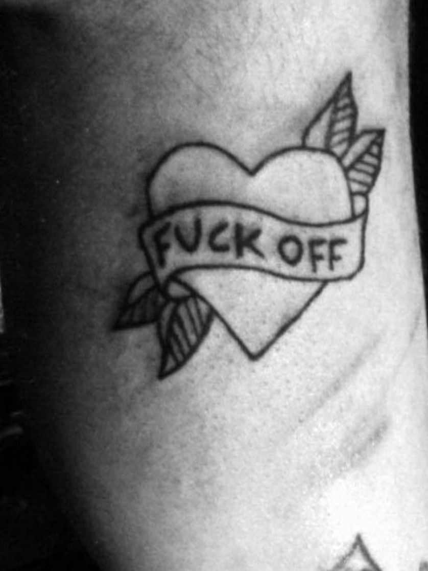 S N O W on Instagram F Off         deathlyhollowsink  tattoos tattoo fineline finelinetattoo script scripttattoo inked ink  minimalism